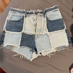 Wild Fable Blue and Gray Jean Shorts Patchwork Design